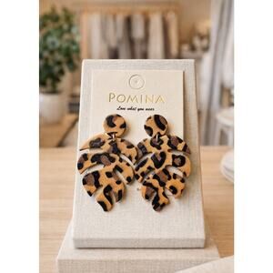 Pomina Leaf Leopard Earrings New